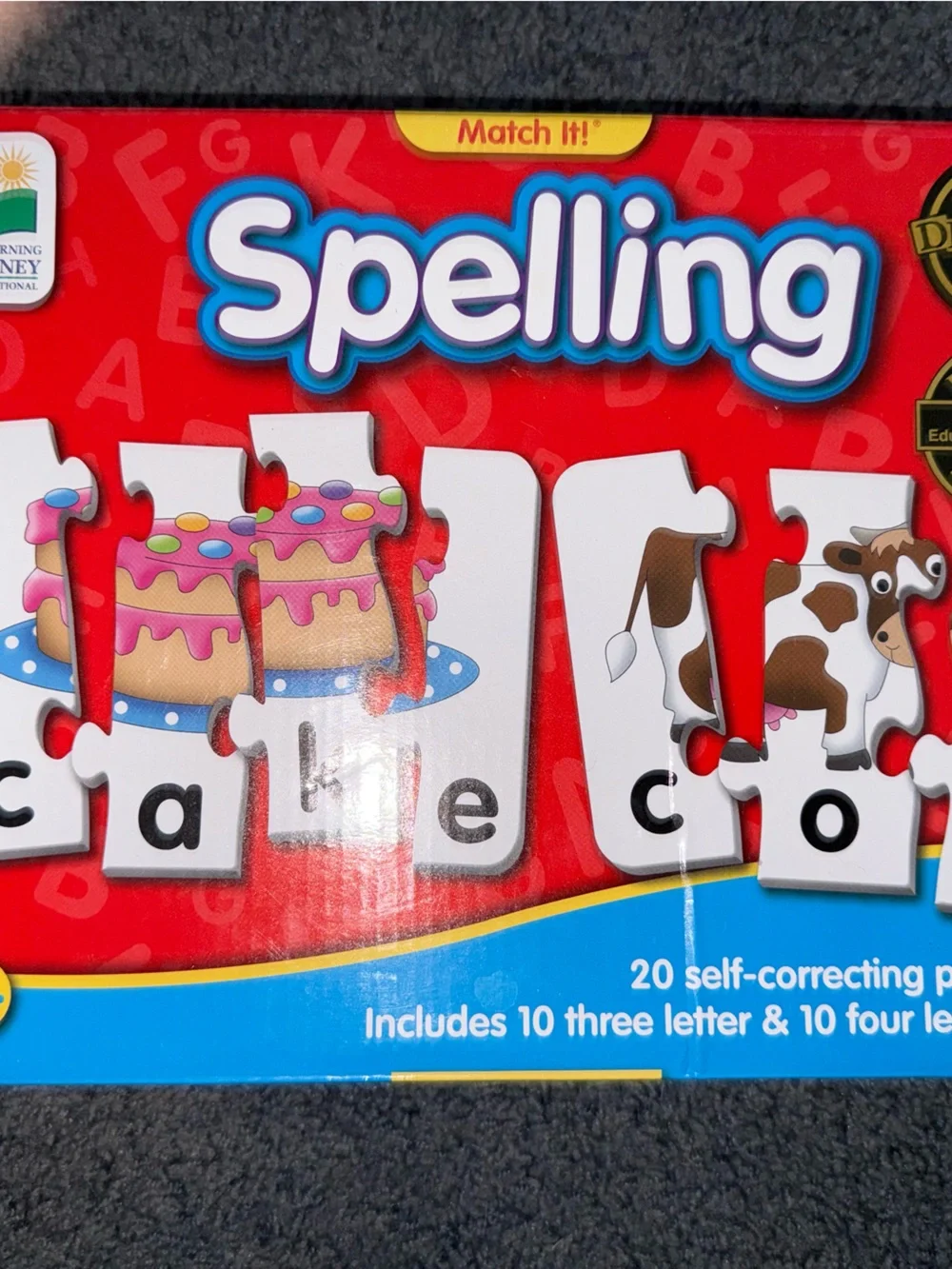 Spelling Puzzle Matching Game - Red